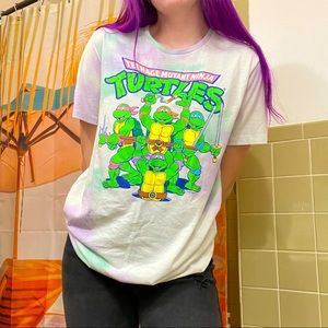 Old navy ninja turtles tye dye tee tshirt size large womens cartoon vintage